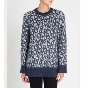 CURRENT/ELLIOTT The Cali Blue Brushed Leopard Print Sweater $316 EUC 0
